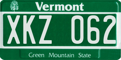 VT license plate XKZ062