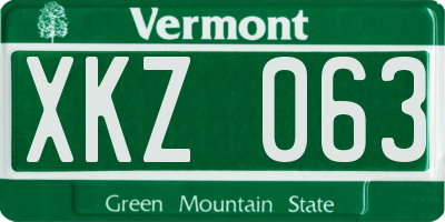 VT license plate XKZ063