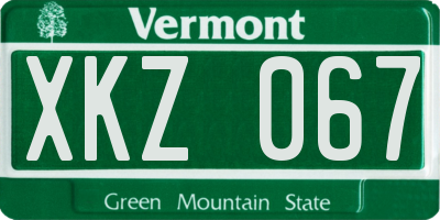 VT license plate XKZ067