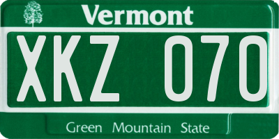 VT license plate XKZ070