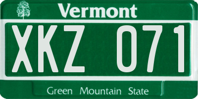 VT license plate XKZ071