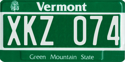 VT license plate XKZ074