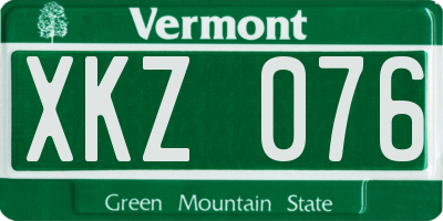 VT license plate XKZ076