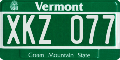 VT license plate XKZ077