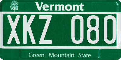 VT license plate XKZ080