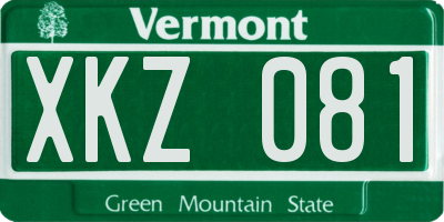 VT license plate XKZ081