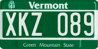 VT license plate XKZ089