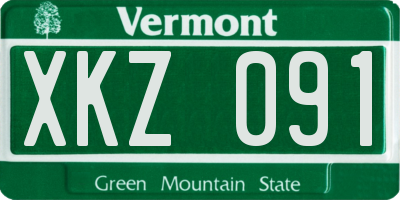 VT license plate XKZ091