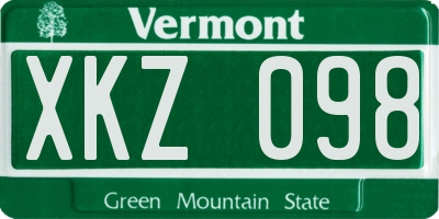 VT license plate XKZ098