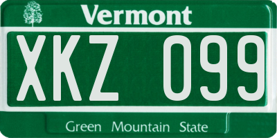 VT license plate XKZ099