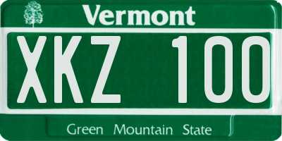 VT license plate XKZ100
