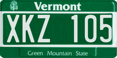 VT license plate XKZ105