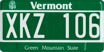 VT license plate XKZ106