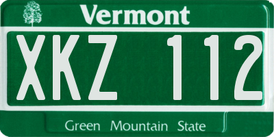 VT license plate XKZ112