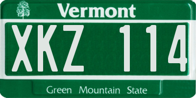 VT license plate XKZ114