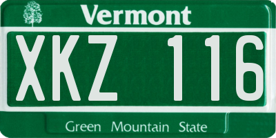 VT license plate XKZ116