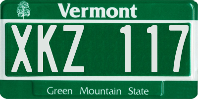 VT license plate XKZ117