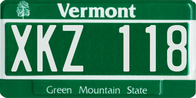 VT license plate XKZ118