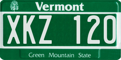 VT license plate XKZ120