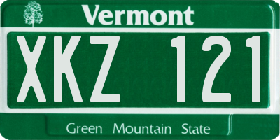 VT license plate XKZ121