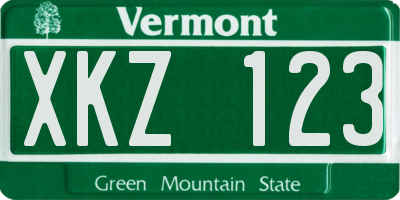 VT license plate XKZ123
