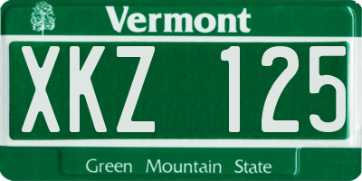 VT license plate XKZ125