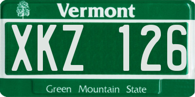 VT license plate XKZ126