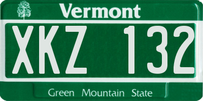 VT license plate XKZ132
