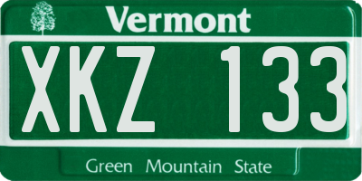 VT license plate XKZ133