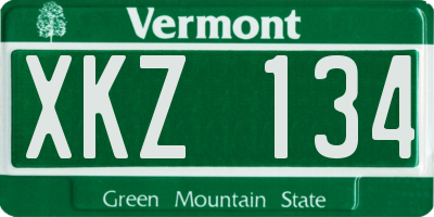 VT license plate XKZ134