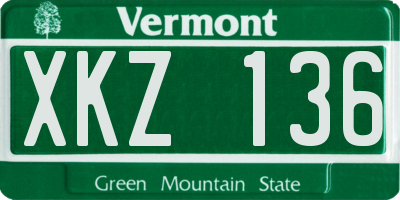 VT license plate XKZ136