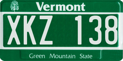 VT license plate XKZ138