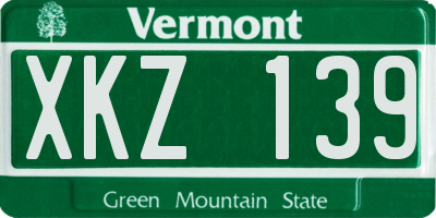 VT license plate XKZ139