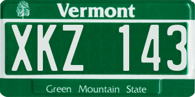 VT license plate XKZ143