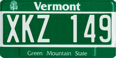 VT license plate XKZ149