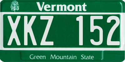 VT license plate XKZ152