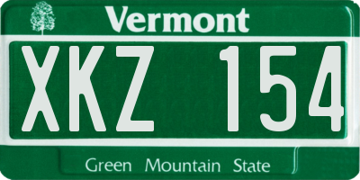 VT license plate XKZ154