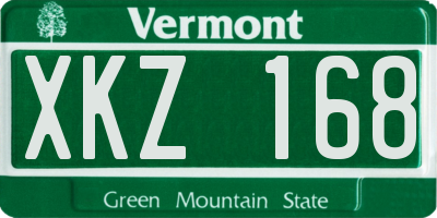VT license plate XKZ168