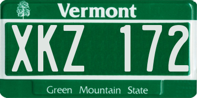 VT license plate XKZ172