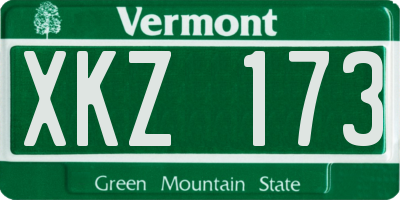 VT license plate XKZ173