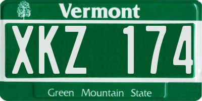 VT license plate XKZ174