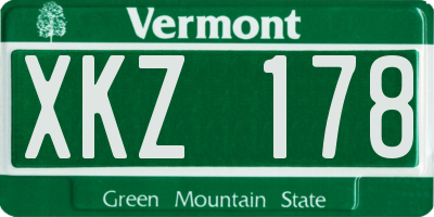VT license plate XKZ178