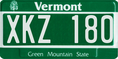 VT license plate XKZ180