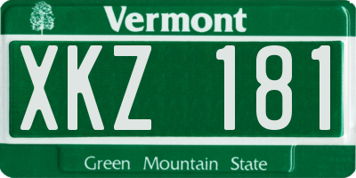 VT license plate XKZ181