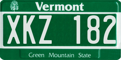 VT license plate XKZ182