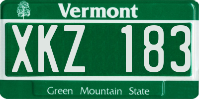 VT license plate XKZ183