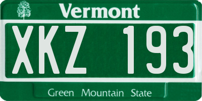 VT license plate XKZ193