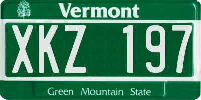 VT license plate XKZ197