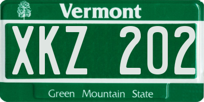 VT license plate XKZ202