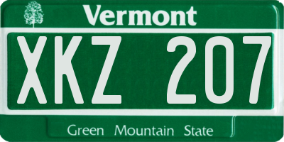 VT license plate XKZ207